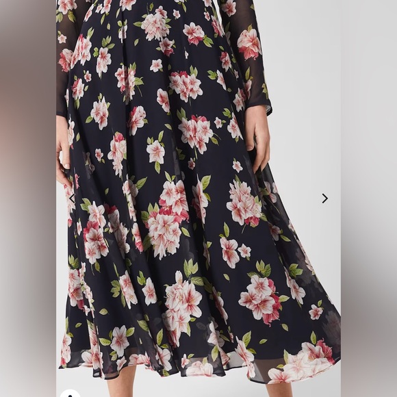 HOBBS London Helena Silk Floral Midi Dress - Navy Multi (Sz 4) - Picture 5 of 8
